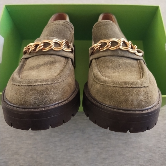 Sam Edelman Women's Taelor Chain Link Olive Suede Lug Sole Loafers Size 8M - Picture 7 of 16